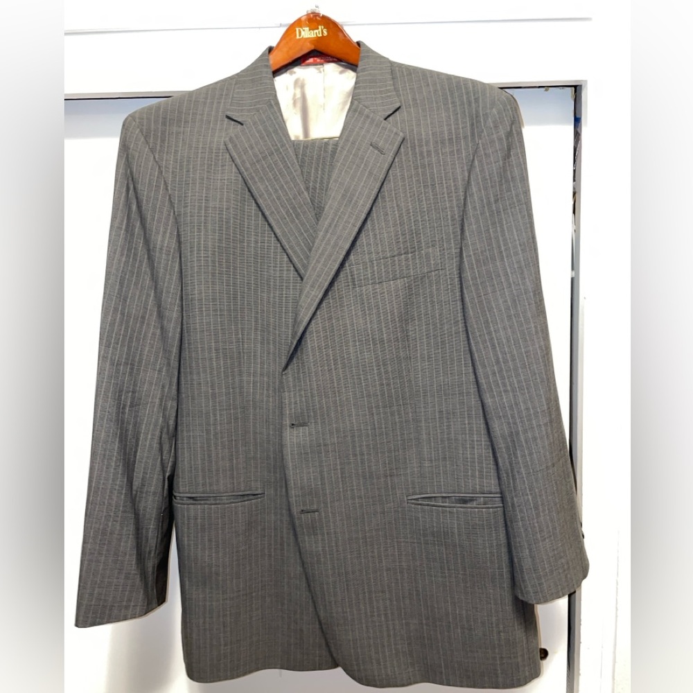 Gray Pinstripe Mens Suit Jacket and Pant